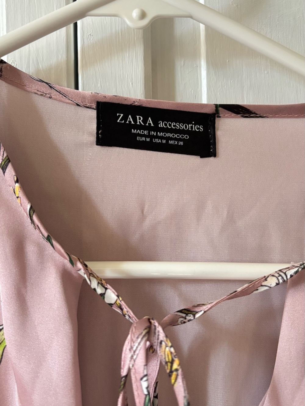 ZARA Dusty Pink Botanical Tie-Front Blouse - Picture 4 of 4